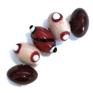 As Low As $2 Mulberry & Malibu Peach Handmade Lampwork  Rondelle Beads (5)